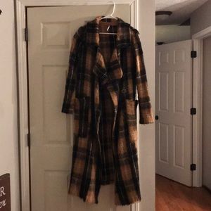 Free People brown and black long cardigan/duster.